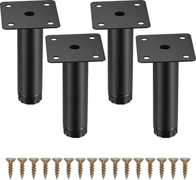 Famanu - 4 stuks Meubelpoten, 10 cm verstelbare meubelpoten, metalen kastpoten, bankvervanging, steunpoten voor meubels, bank, tafel, stoel, bureau, keuken, kast, kasten, poten (10 cm)