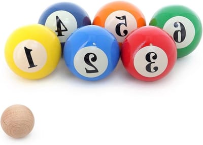 Petanque ballen set - Houten werpspel - Familie spel - Genummerd biljart design - 6 ballen - Houtkleur