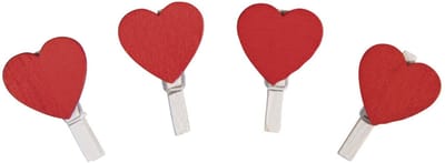Valentijn / huwelijk artikelen - 12x stuks mini knijpertjes met rode hartjes - van 2,5 cm