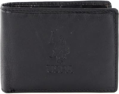 U.S. POLO ASSN. Leren Portemonnee Horizontal Wallet with Coin and Flap Black Zwart