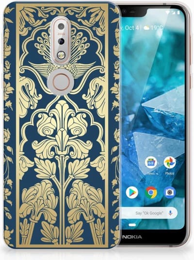 TPU Hoesje voor Nokia 7.1 TPU Case Beige Flowers