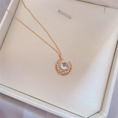 925 Sterling Zilver Kristallen Maan Bedel Kettingen & Hangers Choker Statement Voor Vrouwen Mode Feest Sieraden dz611 white