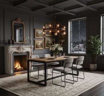 Eettafel Mangohout Industrieel Visgraat Rechthoekig - 160x90 cm - Naturel - Novihome