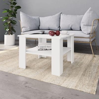 Salontafel - Koffietafel Bijzettafel - Woonkamer Decoratie - Extra Opbergvak - 60 x 60 x 42 cm - Wit