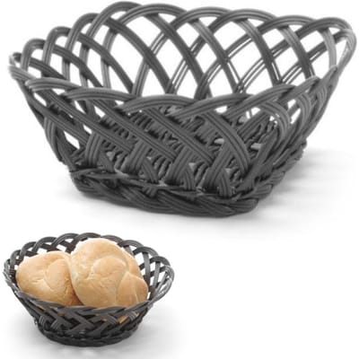 HENDI Ronde geweven mand – vaatwasmachinebestendig – polypropyleen – zwart – 200x200x65 mm