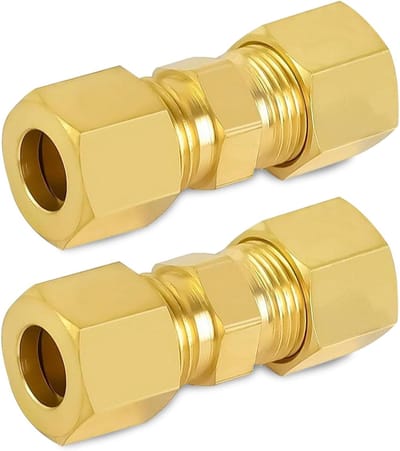 Set van 2 8 mm Compressiebuis Schroefverbindingen voor Luchtcompressors en Pijpen - Messing Klemring en Rechte Aansluitingen