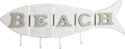 Wandkapstok Strand 'Beach' Vis Hout Wit 36x96 cm
