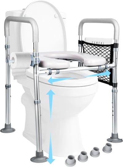 Toiletverhoger met armleuningen - Opstahulp wc-zit - Zelfstandig toiletgebruik - Verstelbaar in hoogte breedte - Tot 180 kg
