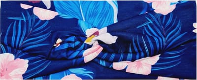 Haarsoires Haarband Twist 9cm – Tropische Bloemenprint – Jersey Stof – Blauw - Zachte Knoop Hoofdband - Haaraccessoire voor Dames & Meisjes
