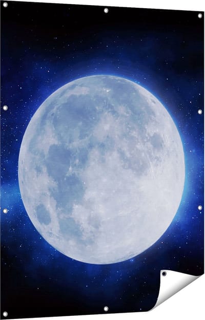 Gards Tuinposter Volle Maan in de Ruimte - 90x120 cm - Tuindoek - Tuindecoratie - Wanddecoratie buiten - Tuinschilderij