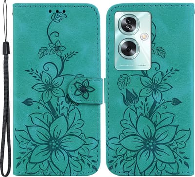 Coverup Hoesje - Geschikt voor OPPO A79 5G Hoesje - Coverup Bloemen Book Case - Groen