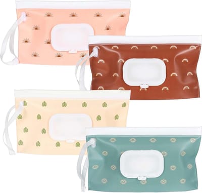 Herbruikbare vochtige doekjeszakjes voor baby's - 4 stuks - Voor onderweg, reizen en transport