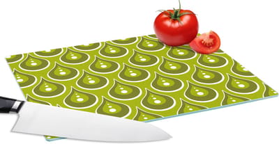 Glazen Snijplank - 28x20 - Patronen - Retro - Regen - Druppel - Groen - Snijplanken Glas