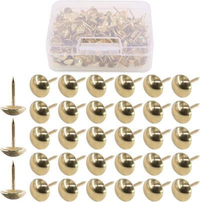 200 Stuks 7/16 Inch (11mm) Antieke Bekleding Spijkers voor Meubels - Assortiment Duimspijkers en Duwpins in Goudkleur