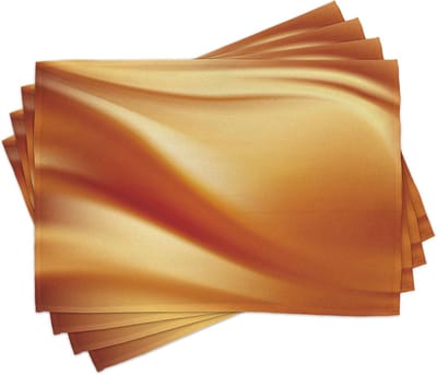 ABAKUHAUSOrange gele placemats, golvende kleurcurves, wasbare stof eetkamerkeukentafeldecoratie digitale print, oranje geel
