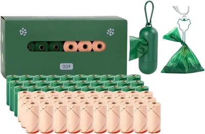 Poepzakjes Honden - Afvalzakken Huisdier - Buiten Wandelen - Geurloos Lekdicht - 60 Rollen - Roze Groen