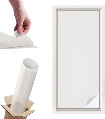 Tulup Raamfolie Anti inkijk - Delicaat grijsachtig wit Privacy Folie Raam - 50x116 cm - Wit Anti inkijk Folie - Raamfolie Tegen inkijk Glas in Lood - Voor de badkamer, slaapkamer, hal - Raamfolie Zonwering