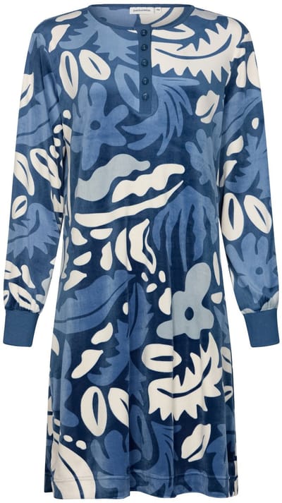 Pastunette - Blue Bloom - Nachthemd - Velours - Blauw - Maat 50