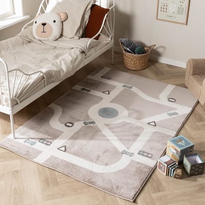 Little Olly Kinderkamer vloerkleed - Bowie Autoweg Taupe - 80x150cm
