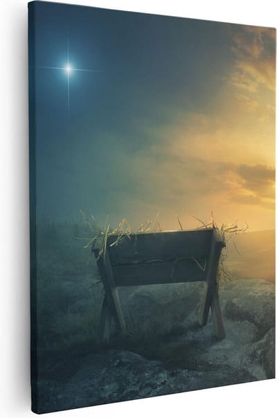 Artaza Canvas Schilderij Kruis Golgotha - 40x50 cm - Christelijke Muurdecoratie - Schilderijen Op Canvas Zonsondergang - Kamer Accessoires