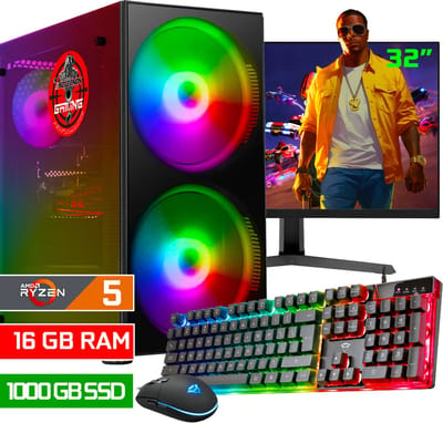ScreenON - Game Computer / Gaming PC Set (32" Monitor + Muis & Toetsenbord) - Ryzen 5 8600G - 1000GB M.2 SSD - 16GB RAM - AMD Radeon 760M - Windows 11