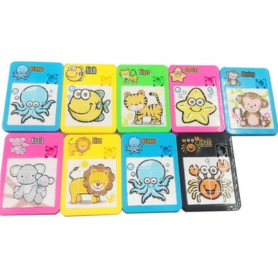 6 STUKS Dierlijk Getal Willekeurig Puzzel Plastic Schuifpuzzel Logica Kinderen Vroege Educatie Puzzel Speelgoed School Kleuterschool Cadeau yellow
