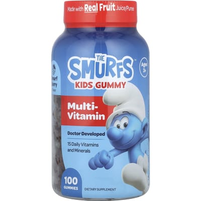 Les Schtroumpfs, Gommes pour enfants, Multivitamines, 3 ans et plus, Baie de Schtroumpf, 100 Gommes