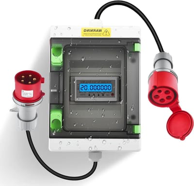 Mobiele stroommeter - Digitale teller - Energieverbruik meten - IP65 waterdicht - 16 A 380 V - Wit