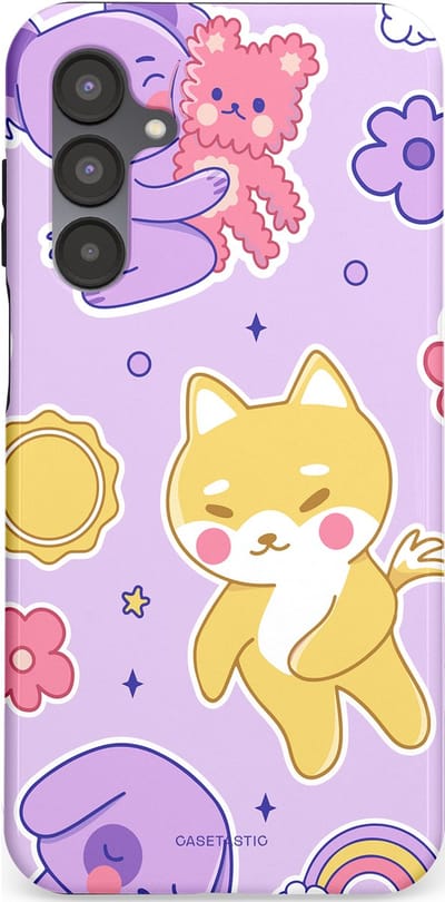 Casetastic hoesje geschikt voor Samsung Galaxy A16 - Dubbellaagse bescherming - Knuffelvriendjes - Fashion Case - Lichtroze Lila Goud