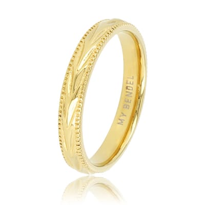 My Bendel - Ring Goudkleurig met Blad Motief - 3.5 Mm - Goudkleurige Ring met Bladmotief - 3,5 Mm - Verkleurt Niet - met Luxe Cadeauverpakking | Sieraden Voor Dames | Maat 17.00 Mm / Maat 53