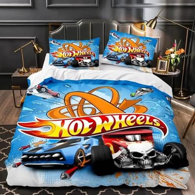 Monster Truck Hot Wheel 3D Geprint Dekbedovertrek Kussensloop Beddengoed Set Twin Full Queen King Size voor Slaapkamer Decor 01 70x133cm 2pcs