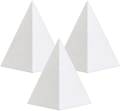 Piepschuim vormen - piramide - 3x - H25 x D12 cm - styropor hobby / DIY vorm - basis knutselfiguren