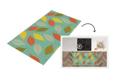 Keukenloper - Loper keuken - Bladeren - Herfst - Vintage - Pastel - Patroon - 120x60 cm - Keukenloper vinyl