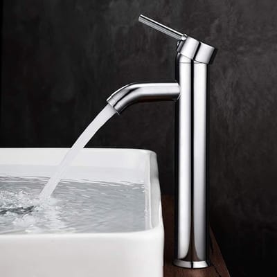 Hoogwaardige badkamerkraan voor wastafel of gootsteen, verstelbare mengkraan, chroom, warm en koud water, modern design