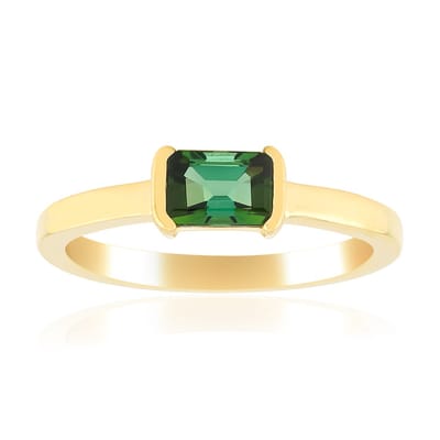 Cavill - Vergulde 925 Sterling Zilveren Ring met Braziliaanse Achthoekige Indigoliet 0,469 ct - Elegante Damesring - Verfijnde Edelsteenring