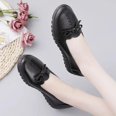 Schoenen Damesschoenen Leren Schoenen Antislip Ademend Enkele Schoenen Zachte Zool Comfortabele Platte Schoenen Lente en Herfst Werkschoenen 35