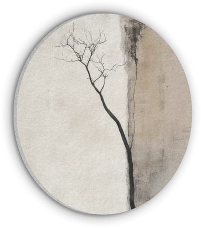 Akoestisch wandpaneel rond 30x30 cm - Vilt schilderij Wabi sabi - Plant - Beige - Ronde akoestische panelen - Geluidsdempende wanddecoratie - Geluidsisolatie wandcirkel - Muurdecoratie geluidspanelen