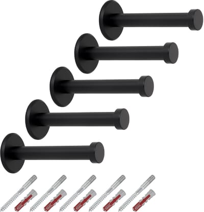 5 stuks SOTECH kapstokhaken Talea RVS zwart gepoederlakt lengte: 73 mm incl. plaatje en bevestigingsset