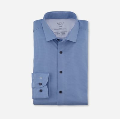 Olymp overhemd blauw body fit semi-wide collar