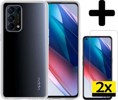 Hoesje - Met 2x Screenprotector - Geschikt voor OPPO Find X3 Lite - Sterk & Shockproof - Back Cover - Siliconen Case - Telefoon Hoes - Telefoonhoesjes - Transparant