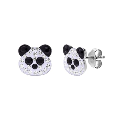 Lucardi Kinder Zilveren kinderoorknoppen Panda - Oorbellen - 925 Zilver - Zilverkleurig