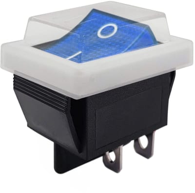 ProRide Wipschakelaar ON-OFF KCD4-202 - met Wit Beschermkapje - 2 Polig - 250V/16A - 30x22mm - Blauw zonder controlelampje