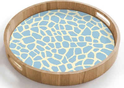 Dienblad rond 40x40 cm - Schootdienblad hout - Giraf - Modern - Blauw - Borrelplank rechthoek - Plateau houten dienbladen