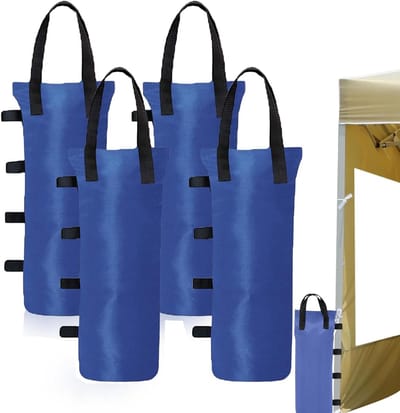 Set van 4 Zandzakken, Industrieel Kwaliteit, 1680D Weerbestendige Gewichten voor Pop-Up Tenten, Partytenten en Terrasgebruik, Blauw