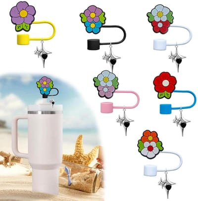 Dailygoods- Silicone Straw Lids 6 Stuks - Bescherming voor Rietjes - Geschikt voor 30/40 oz Drinkbekers - Duurzaam en Herbruikbaar - Kleurrijk Design - Hygiënische Bescherming - Drinkbeker