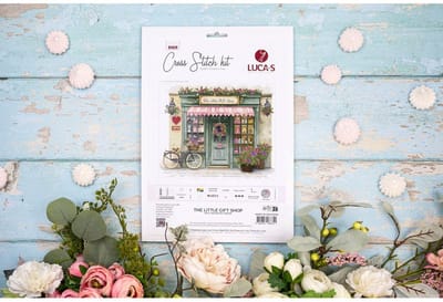 Luca-s borduurpakket welkom bij de kleine cadeau winkel B1429 telpatroon