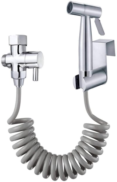 Allecto - Hand-bidet-sproeier - Waterkraanspray voor toilet - Hoogwaardige roestvrij staal - Zilver - Voor vrouwelijke wasgoed - Ideaal voor huisdi..