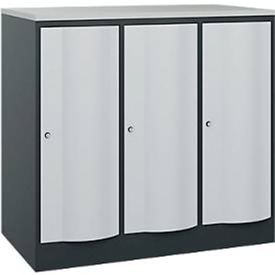 C+P Garderobekast Resisto, 3 vakken, 3 legborden, B 1148 x D 640 x H 1077 mm, antracietgrijs/lichtgrijs