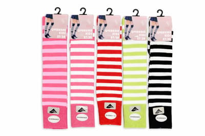 Junior - 95% coton + 5% élasthanne - naadloos - overknee junior - 5 paar - 2x roze - rood - groen - zwart - maat 35/38