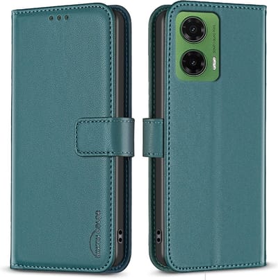 BINFEN Hoesje - Geschikt voor Motorola Moto G35 Hoesje - BINFEN Color Book Case - Groen